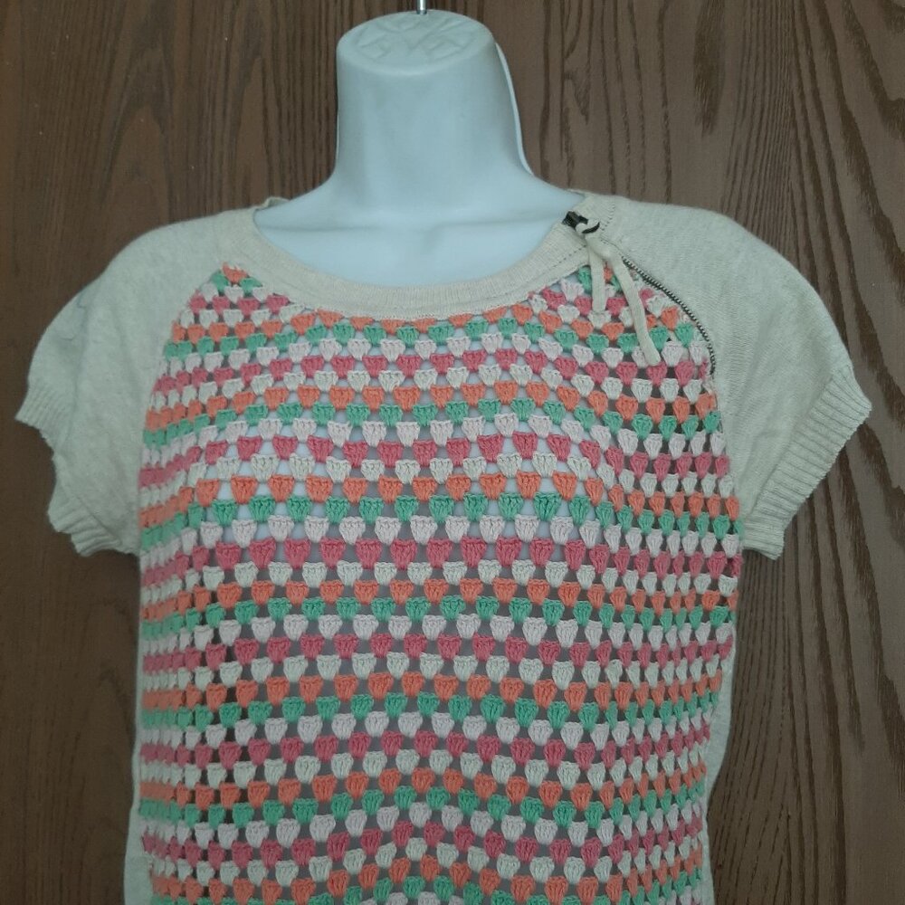 Wrap London Womens Crochet Sweater Small Baumwolle Cotton Zipped Sleeve